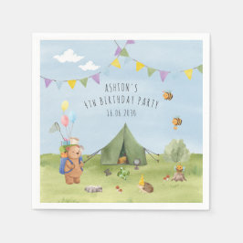 Wasserfarbe Teddy Bär, Abenteuer Geburtstag Serviette