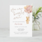 Wasserfarbe Teddy Bären Balloons Babydusche Einladung (Stehend Vorderseite)