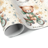 Wasserfarbe Teddy Bären Sterne Green Bike Schönes Geschenkpapier (Rolleneckpunkt)