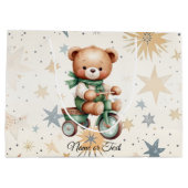 Wasserfarbe Teddy Bären Sterne Green Bike Schönes Große Geschenktüte (Rückseite)