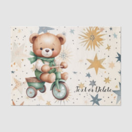 Wasserfarbe Teddy Bären Sterne Green Bike Schönes Seidenpapier