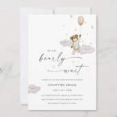 Wasserfarbe Teddy Bärenballon Neutrale Babydusche Einladung (Vorderseite)