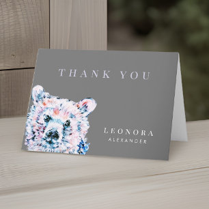 Wasserfarbe Teddy Bear Baby Dusche Danke Karte