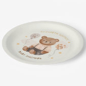 Wasserfarbe Teddy Bear Baby Dusche Pappteller (Schrägansicht)