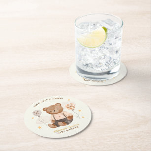 Wasserfarbe Teddy Bear Baby Dusche Runder Pappuntersetzer