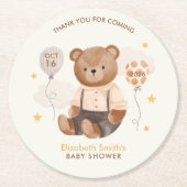 Wasserfarbe Teddy Bear Baby Dusche Runder Pappuntersetzer (Vorderseite)