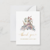 Wasserfarbe Tee Party Rosa Gold Vielen Dank Mitteilungskarte (Vorderseite)