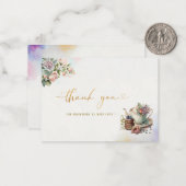 Wasserfarbe Tee Party Rosa Gold Vielen Dank Mitteilungskarte (Vorderseite/Rückseite Beispiel)