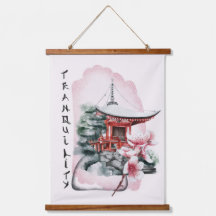 Wasserfarbe Temple Red Bridge Japanisch