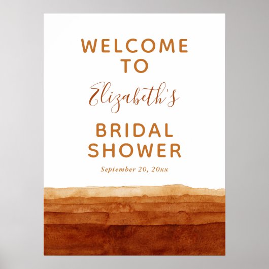 Wasserfarbe Terracotta Abstrakte Wüste Willkommen Poster (Vorne)