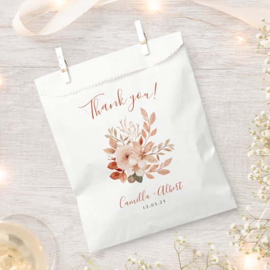 Wasserfarbe Terracotta Blume fallen Danke Geschenktütchen (Ausgeschnitten)