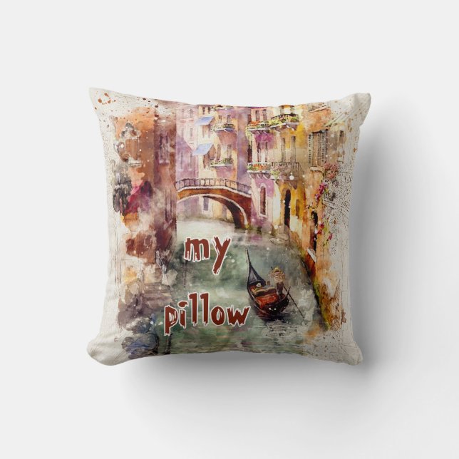 Wasserfarbe Texturierte Mit Monogramm Pilze Kissen (Vorderseite)