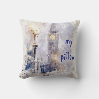 Wasserfarbe Texturierte Mit Monogramm Pilze Kissen