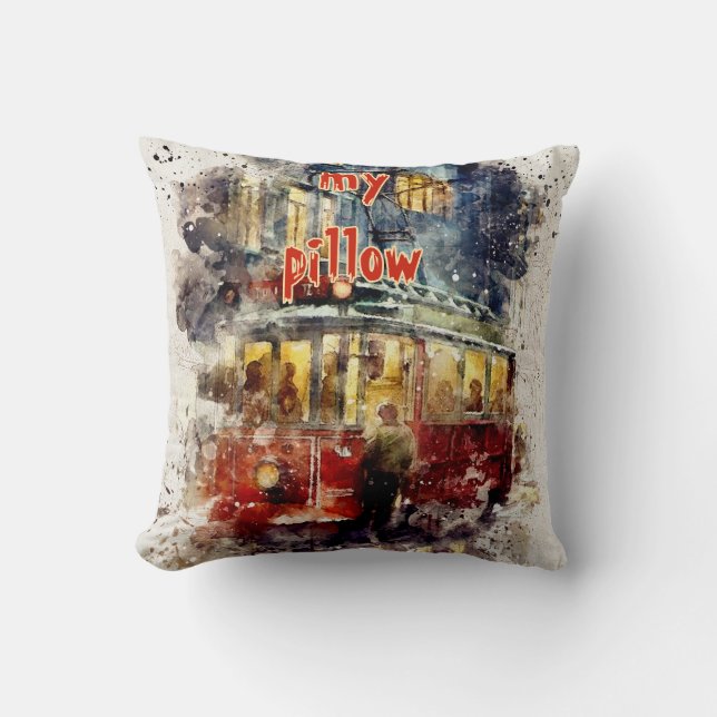 Wasserfarbe Texturierte Mit Monogramm Pilze Kissen (Vorderseite)