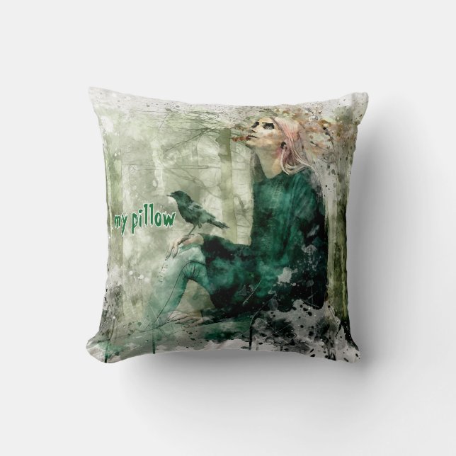 Wasserfarbe Texturierte Mit Monogramm Pilze Kissen (Vorderseite)