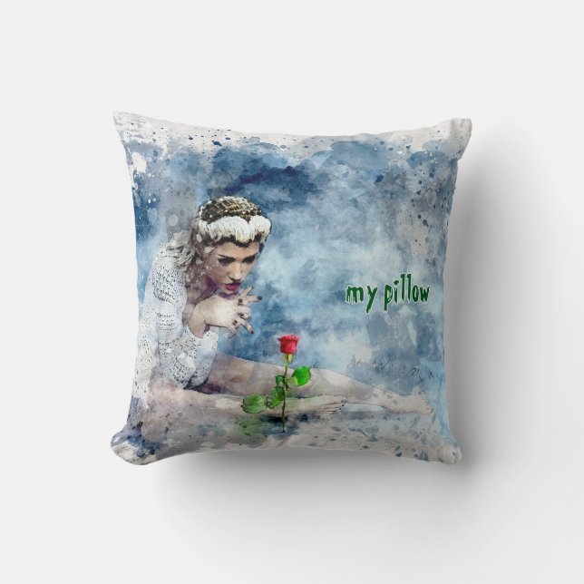 Wasserfarbe Texturierte Mit Monogramm Pilze Kissen (Vorderseite)