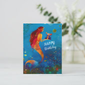 Wasserfarbe Tief blauer Glitzer Mermaid Postkarte (Stehend Vorderseite)