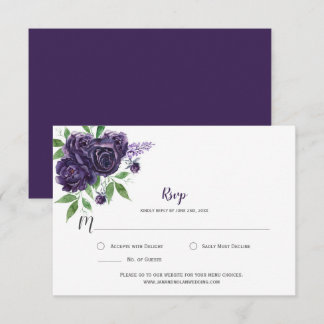 Wasserfarbe Tief Lila Rose Grüne UAWG RSVP Karte