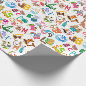 Wasserfarbe Tier Alphabet Niedliche Kinder Geschenkpapier (Ecke)