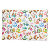 Wasserfarbe Tier Alphabet Niedliche Kinder Kissenbezug (Rückseite)