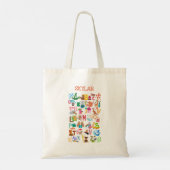 Wasserfarbe Tier Alphabet Personalisiert Tragetasche (Rückseite)