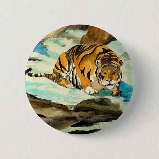 Wasserfarbe Tiger Button (Vorderseite)