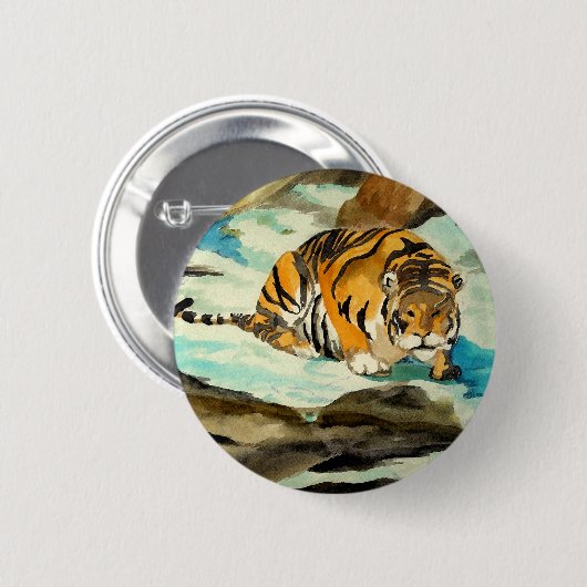 Wasserfarbe Tiger Button (Vorne & Hinten)