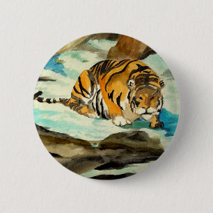 Wasserfarbe Tiger Button