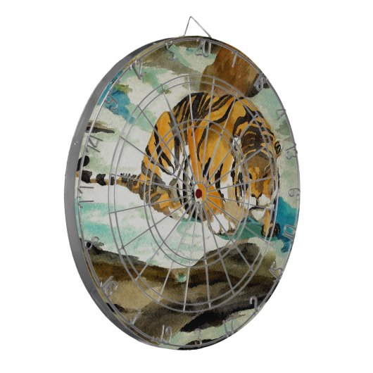 Wasserfarbe Tiger Dartscheibe (Vorderseite Links)