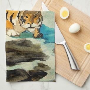 Wasserfarbe Tiger Geschirrtuch
