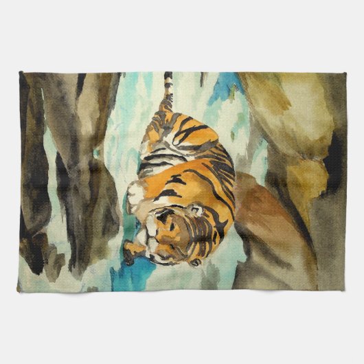 Wasserfarbe Tiger Geschirrtuch (Horizontal)