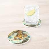 Wasserfarbe Tiger Getränkeuntersetzer (Seite)