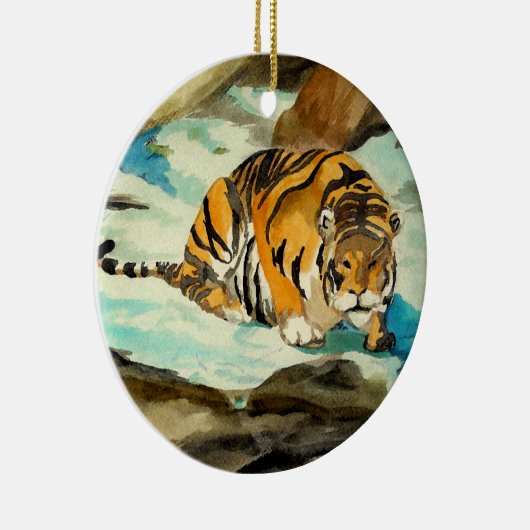Wasserfarbe Tiger Keramik Ornament (Rechts)