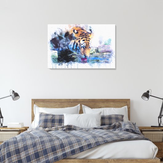 Wasserfarbe Tiger Leinwanddruck (Insitu (Schlafzimmer))