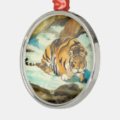 Wasserfarbe Tiger Ornament Aus Metall (Links)