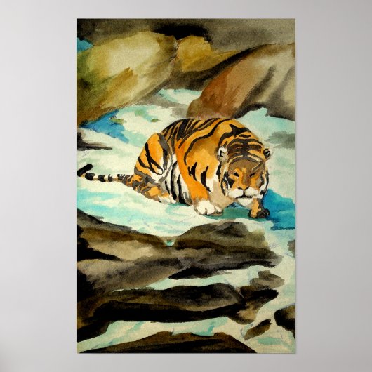 Wasserfarbe Tiger Poster (Vorne)