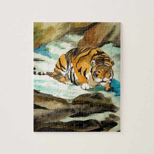 Wasserfarbe Tiger Puzzle (Vertikal)