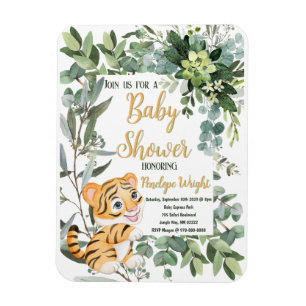 Wasserfarbe Tiger Safari Jungle Leaf Babydusche Magnet