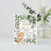 Wasserfarbe Tiger Safari Jungle Leaf Babydusche Postkarte (Stehend Vorderseite)