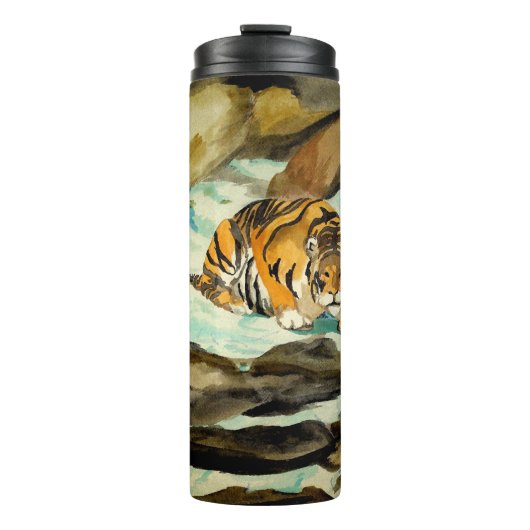 Wasserfarbe Tiger Thermosbecher (Vorderseite)