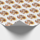 Wasserfarbe Tiger umarmt eine Sonnenblume Geschenkpapier (Ecke)