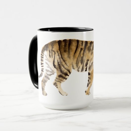 Wasserfarbe Tiger Wandern Tasse (Vorderseite Links)