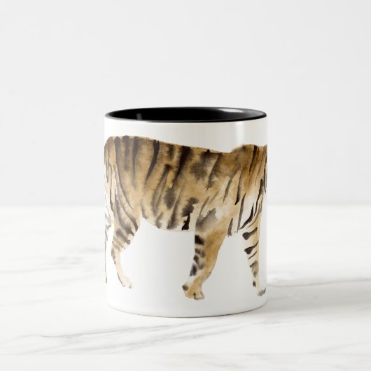 Wasserfarbe Tiger Wandern Zweifarbige Tasse (Mittel)