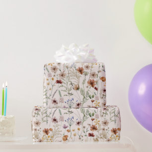 Wasserfarbe Tiny Bloom Boho Blumenmuster Geschenkpapier