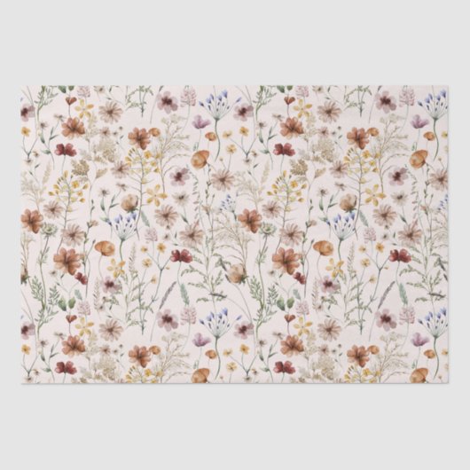 Wasserfarbe Tiny Bloom Boho Blumenmuster Seidenpapier (Vorderseite)