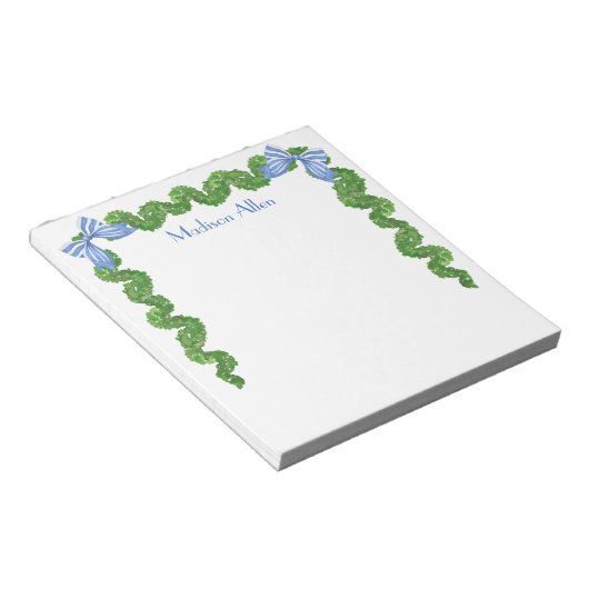 Wasserfarbe Topiary Bow Garland Notepad Notizblock (angewinkelt)
