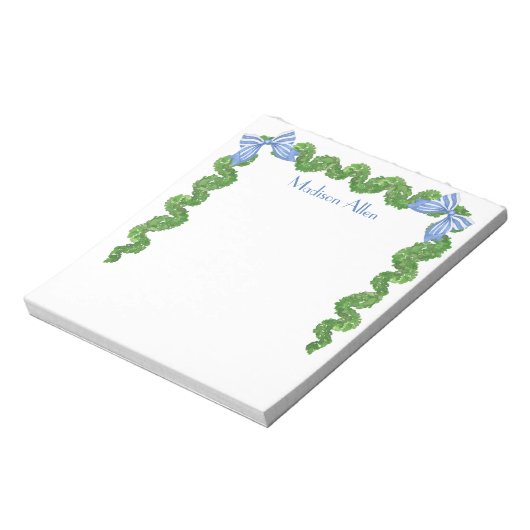 Wasserfarbe Topiary Bow Garland Notepad Notizblock (Rotiert)