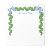 Wasserfarbe Topiary Bow Garland Notepad Notizblock (Vorderseite)