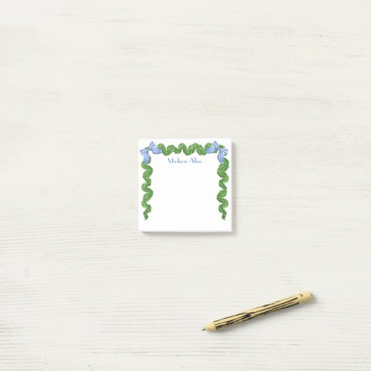 Wasserfarbe Topiary Bow Garland Post-it Klebezettel (Auf Schreibtisch)