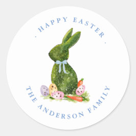Wasserfarbe Topiary Kaninchen glücklicher Ostern Runder Aufkleber